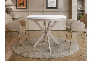 Sereth Matbord 100 cm Rund - Hvit/Beige - Møbler - Bord - Spisebord & kjøkkenbord
