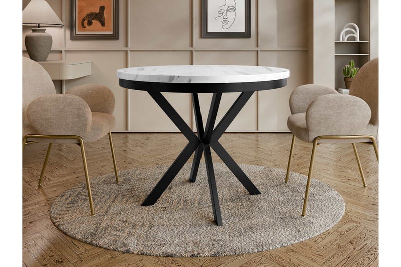 Sereth Matbord 100 cm Rund - Hvit/Svart - Møbler - Bord - Spisebord & kjøkkenbord