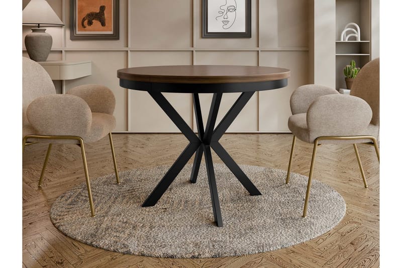 Sereth Matbord 120 cm Rund - Brun/Svart - Møbler - Bord - Spisebord & kjøkkenbord