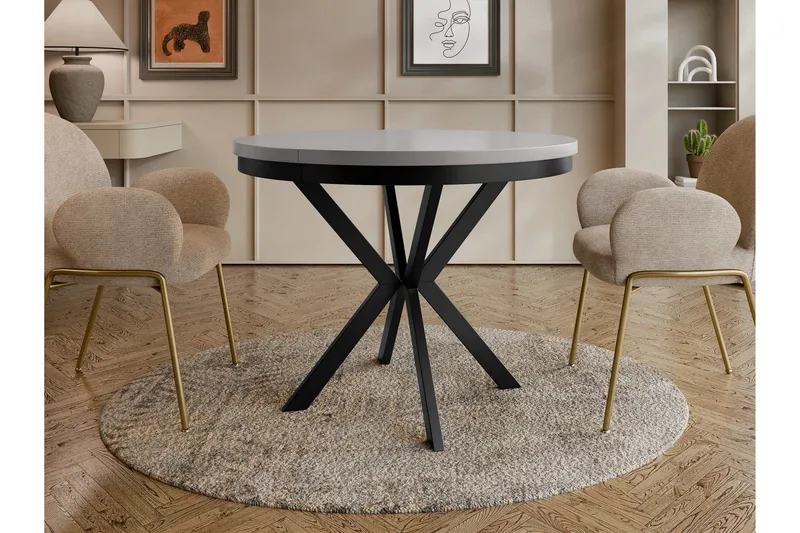 Sereth Matbord 120 cm Rund - Grå/Svart - Møbler - Bord - Spisebord & kjøkkenbord