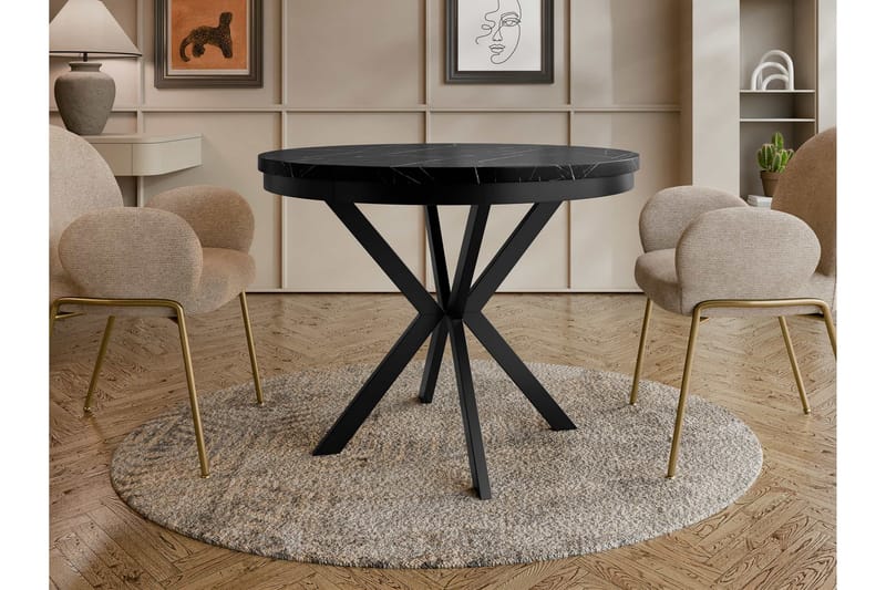 Sereth Matbord 120 cm Rund - Svart - Møbler - Bord - Spisebord & kjøkkenbord