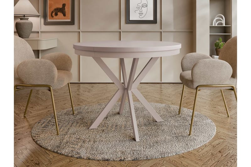 Sereth Matbord 90 cm Rund - Beige - Møbler - Bord - Spisebord & kjøkkenbord