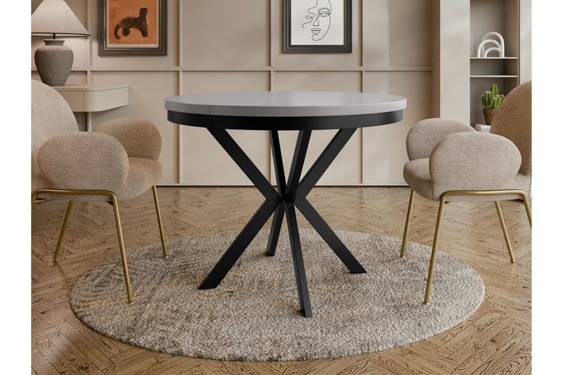 Sereth Matbord 90 cm Rund - Grå/Svart - Møbler - Bord - Spisebord & kjøkkenbord