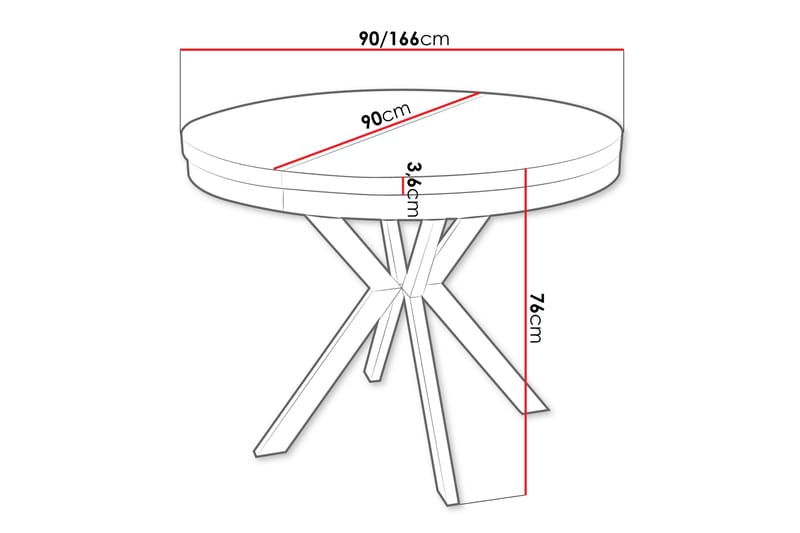 Sereth Matbord 90 cm Rund - Hvit/Svart - Møbler - Bord - Spisebord & kjøkkenbord