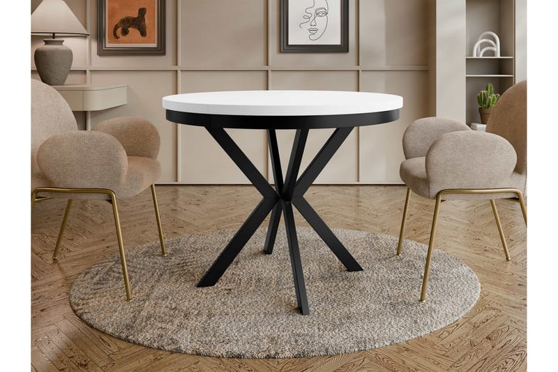 Sereth Matbord 90 cm Rund - Hvit/Svart - Møbler - Bord - Spisebord & kjøkkenbord
