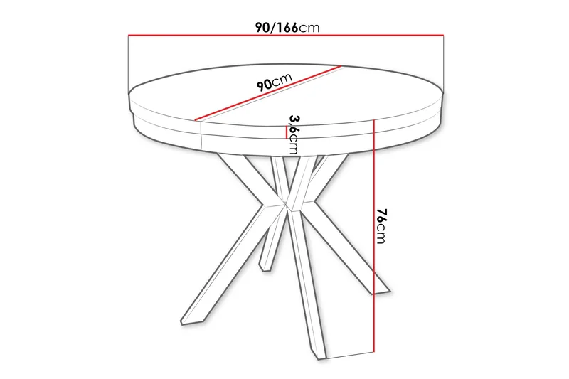 Sereth Matbord 90 cm Rund - Svart - Møbler - Bord - Spisebord & kjøkkenbord