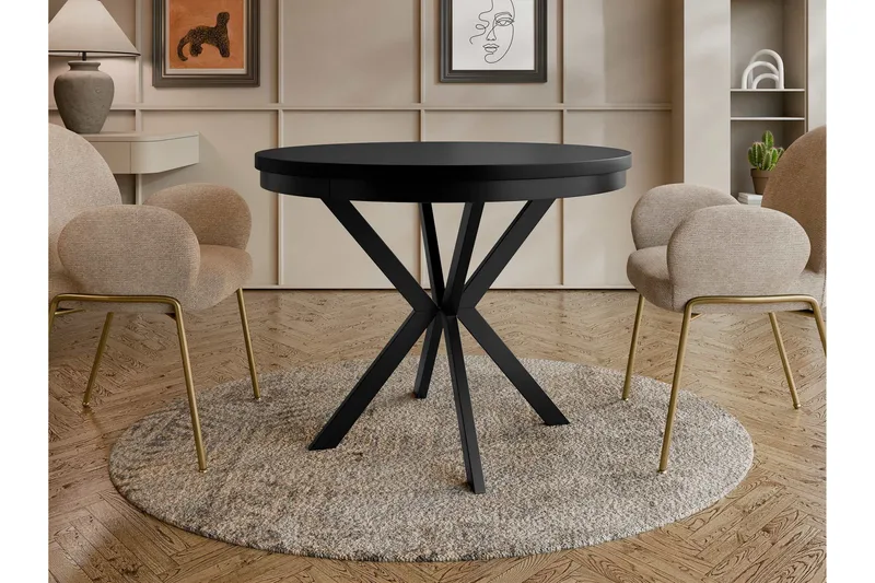 Sereth Matbord 90 cm Rund - Svart - Møbler - Bord - Spisebord & kjøkkenbord