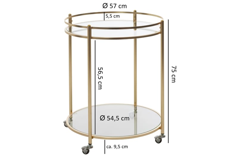 Drinkvagn & Rullbord Wohnling Guld - Møbler - Bord - Serveringsvogn - Drinkvogn