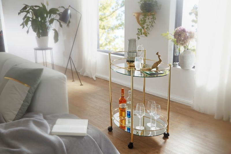Kenebrew Drinkvogn 67x46 cm - Gull - Møbler - Bord - Serveringsvogn - Drinkvogn
