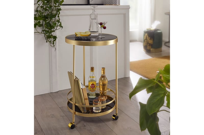 Thruston Drinkvogn 45x45 cm - Gull - Møbler - Bord - Serveringsvogn - Drinkvogn