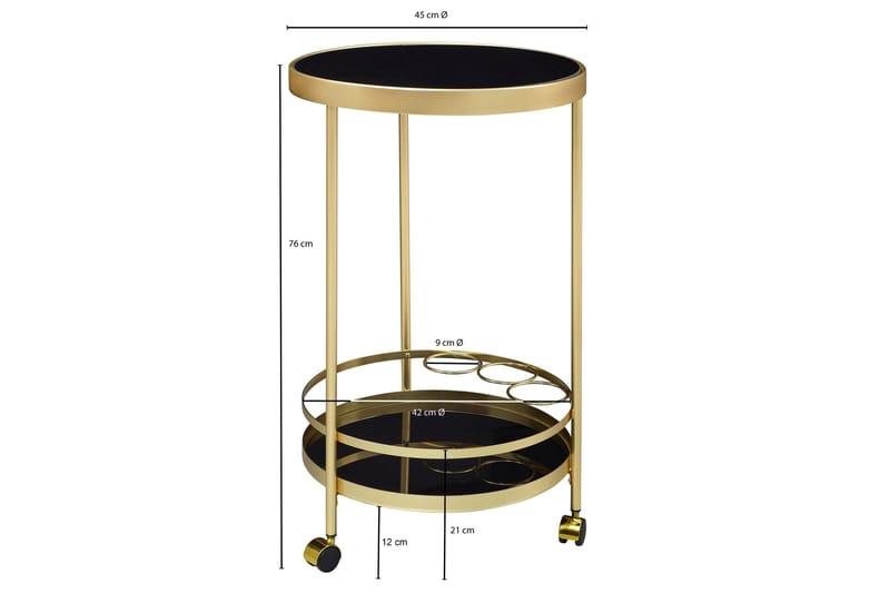 Thruston Drinkvogn 45x45 cm - Gull - Møbler - Bord - Serveringsvogn - Drinkvogn