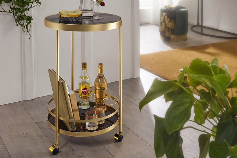 Thruston Drinkvogn 45x45 cm - Gull - Møbler - Bord - Serveringsvogn - Drinkvogn