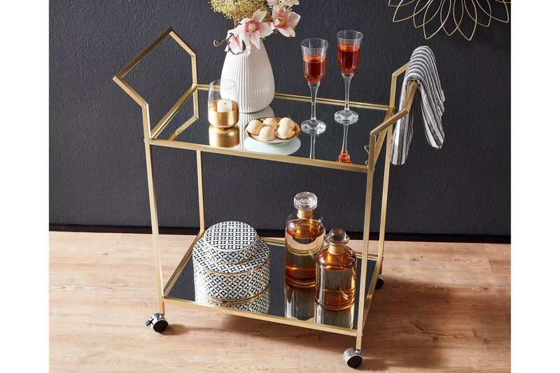 Tultered Serveringsvogn - Gull - Møbler - Bord - Serveringsvogn - Drinkvogn