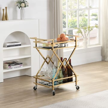Galeri serveringsvogn 65 cm - Blank gullfarget og svart - Møbler - Bord - Serveringsvogn - Drinkvogn