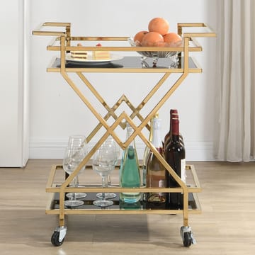 Galeri serveringsvogn 65 cm - Blank gullfarget og svart - Møbler - Bord - Serveringsvogn - Drinkvogn
