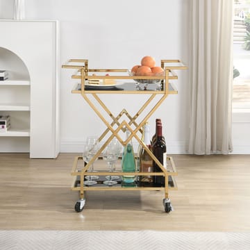 Galeri serveringsvogn 65 cm - Blank gullfarget og svart - Møbler - Bord - Serveringsvogn - Drinkvogn