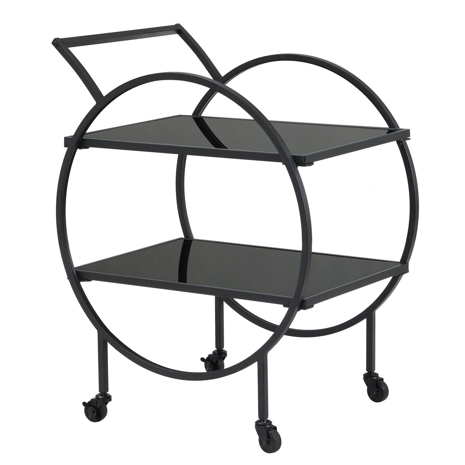 Galira serveringsvogn 46 cm - Matt svart med svart speilglass