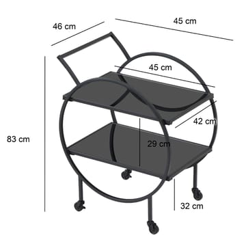 Galira serveringsvogn 46 cm - Matt svart med svart speilglass - Møbler - Bord - Serveringsvogn - Drinkvogn