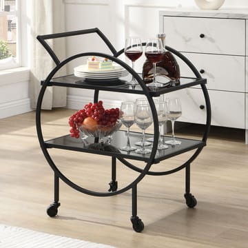 Galira serveringsvogn 46 cm - Matt svart med svart speilglass - Møbler - Bord - Serveringsvogn - Drinkvogn