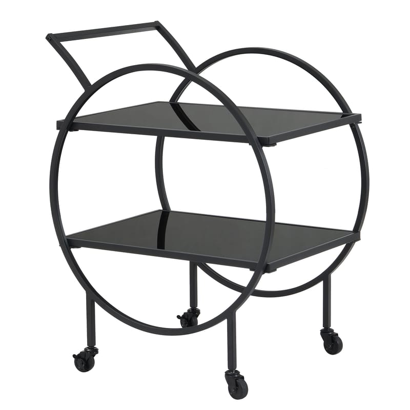Galira serveringsvogn 46 cm - Matt svart med svart speilglass - Møbler - Bord - Serveringsvogn - Drinkvogn