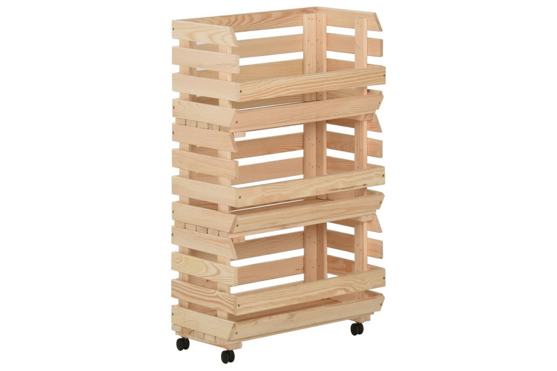 Grønnsakstralle 37x30x80 cm heltre furu - Brun - Møbler - Bord - Serveringsvogn - Rullebord & rullevogn