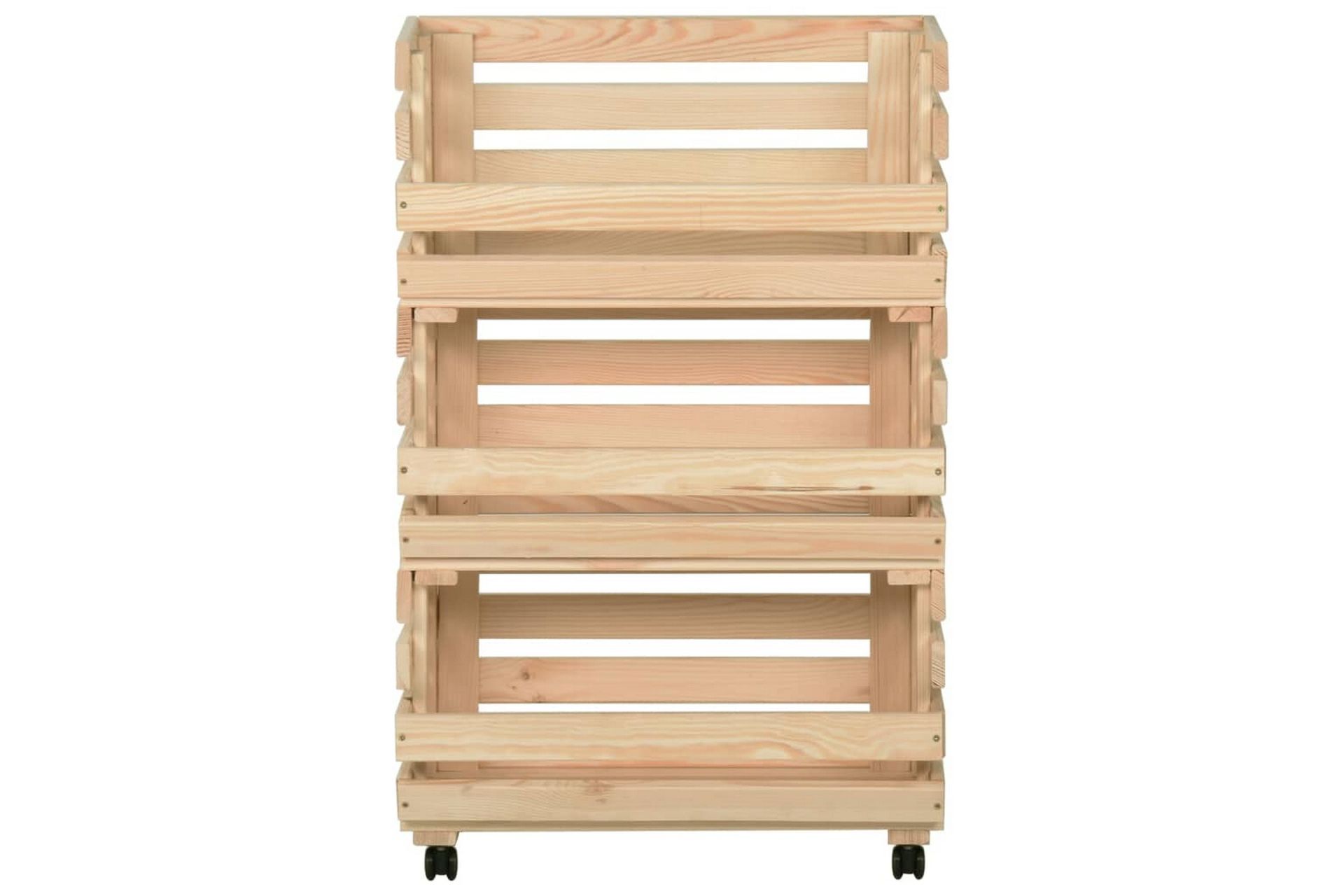 Grønnsakstralle 37x30x80 cm heltre furu - Brun - Møbler - Bord - Serveringsvogn - Rullebord & rullevogn