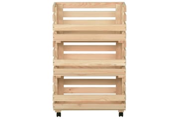 Grønnsakstralle 37x30x80 cm heltre furu - Brun - Møbler - Bord - Serveringsvogn - Rullebord & rullevogn