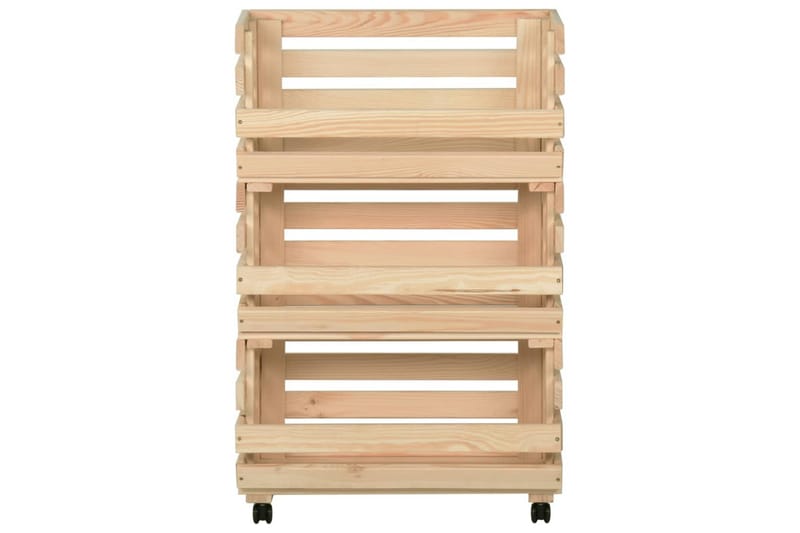 Grønnsakstralle 37x30x80 cm heltre furu - Brun - Møbler - Bord - Serveringsvogn - Rullebord & rullevogn