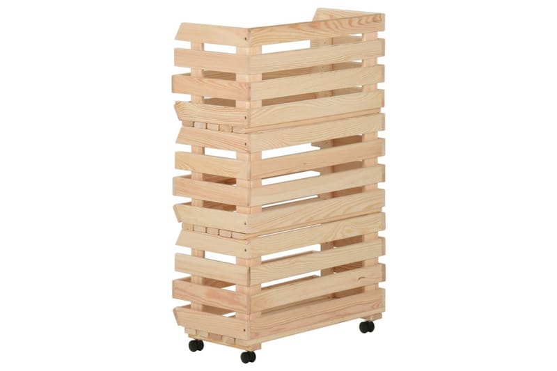 Grønnsakstralle 37x30x80 cm heltre furu - Brun - Møbler - Bord - Serveringsvogn - Rullebord & rullevogn