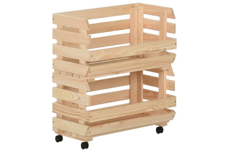 Grønnsakstralle 37x30x80 cm heltre furu - Brun - Møbler - Bord - Serveringsvogn - Rullebord & rullevogn