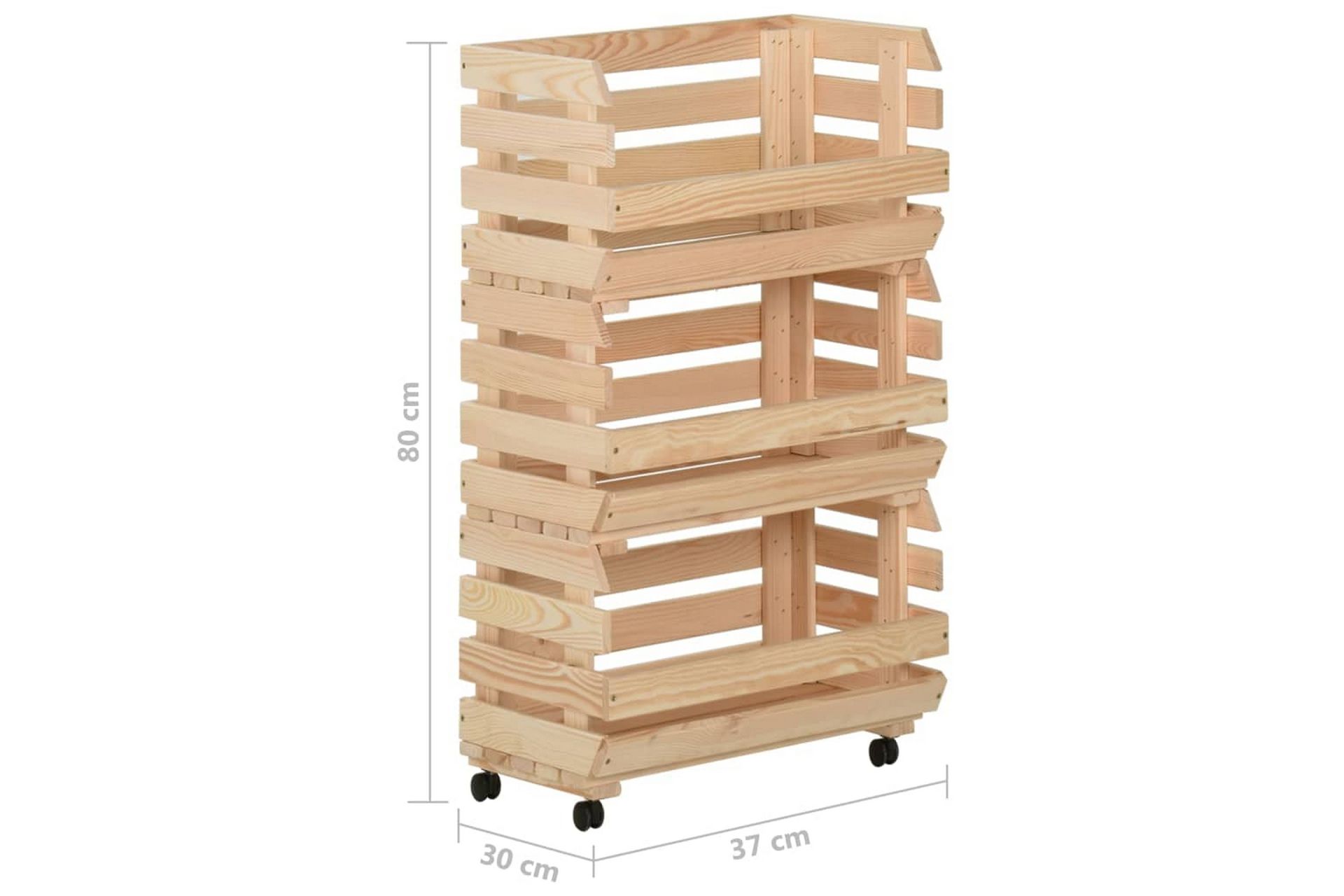 Grønnsakstralle 37x30x80 cm heltre furu - Brun - Møbler - Bord - Serveringsvogn - Rullebord & rullevogn