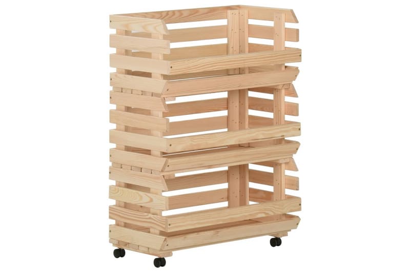 Grønnsakstralle 57x30x80 cm heltre furu - Brun - Møbler - Bord - Serveringsvogn - Rullebord & rullevogn