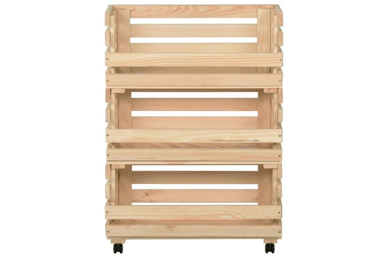 Grønnsakstralle 57x30x80 cm heltre furu - Brun - Møbler - Bord - Serveringsvogn - Rullebord & rullevogn