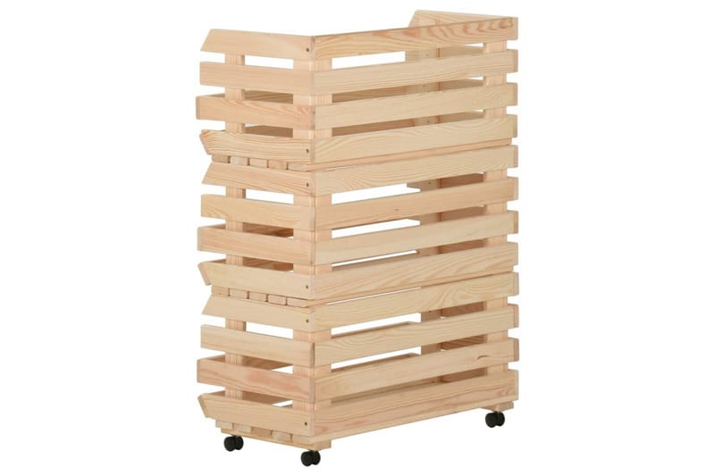 Grønnsakstralle 57x30x80 cm heltre furu - Brun - Møbler - Bord - Serveringsvogn - Rullebord & rullevogn