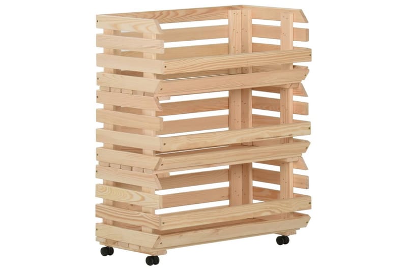 Grønnsakstralle 77x30x80 cm heltre furu - Brun - Møbler - Bord - Serveringsvogn - Kjøkkenvogn & kjøkkentralle