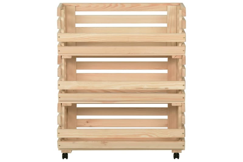 Grønnsakstralle 77x30x80 cm heltre furu - Brun - Møbler - Bord - Serveringsvogn - Kjøkkenvogn & kjøkkentralle