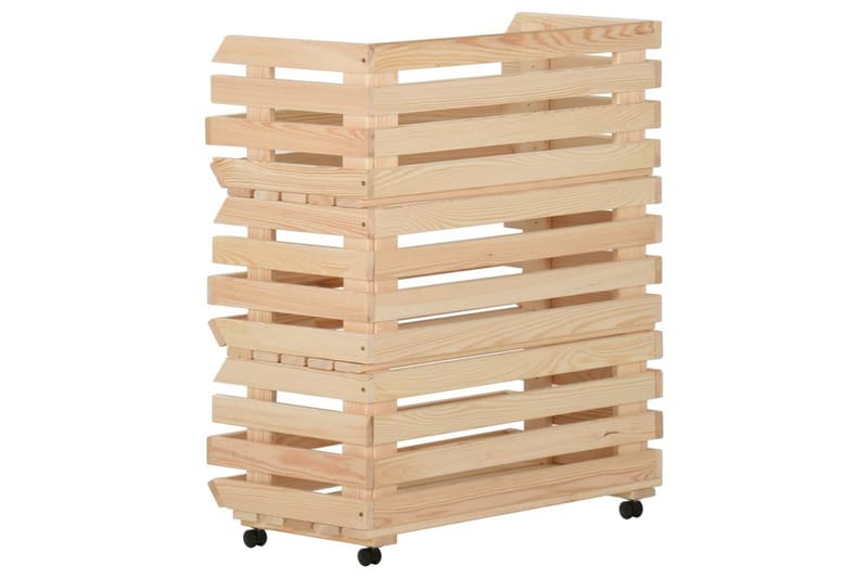 Grønnsakstralle 77x30x80 cm heltre furu - Brun - Møbler - Bord - Serveringsvogn - Kjøkkenvogn & kjøkkentralle