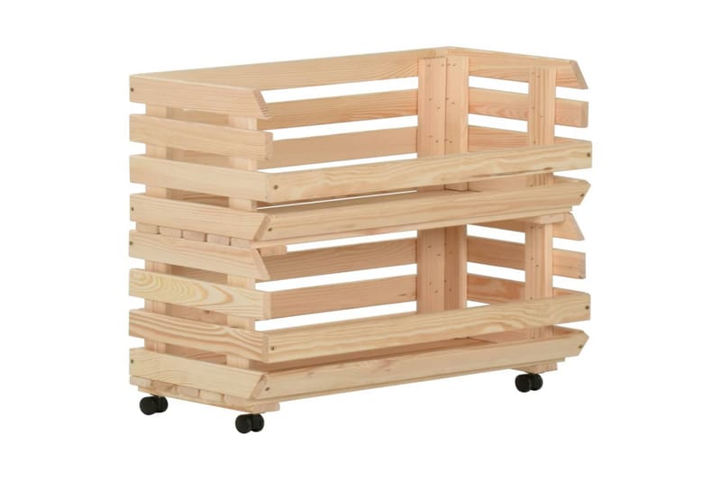 Grønnsakstralle 77x30x80 cm heltre furu - Brun - Møbler - Bord - Serveringsvogn - Kjøkkenvogn & kjøkkentralle