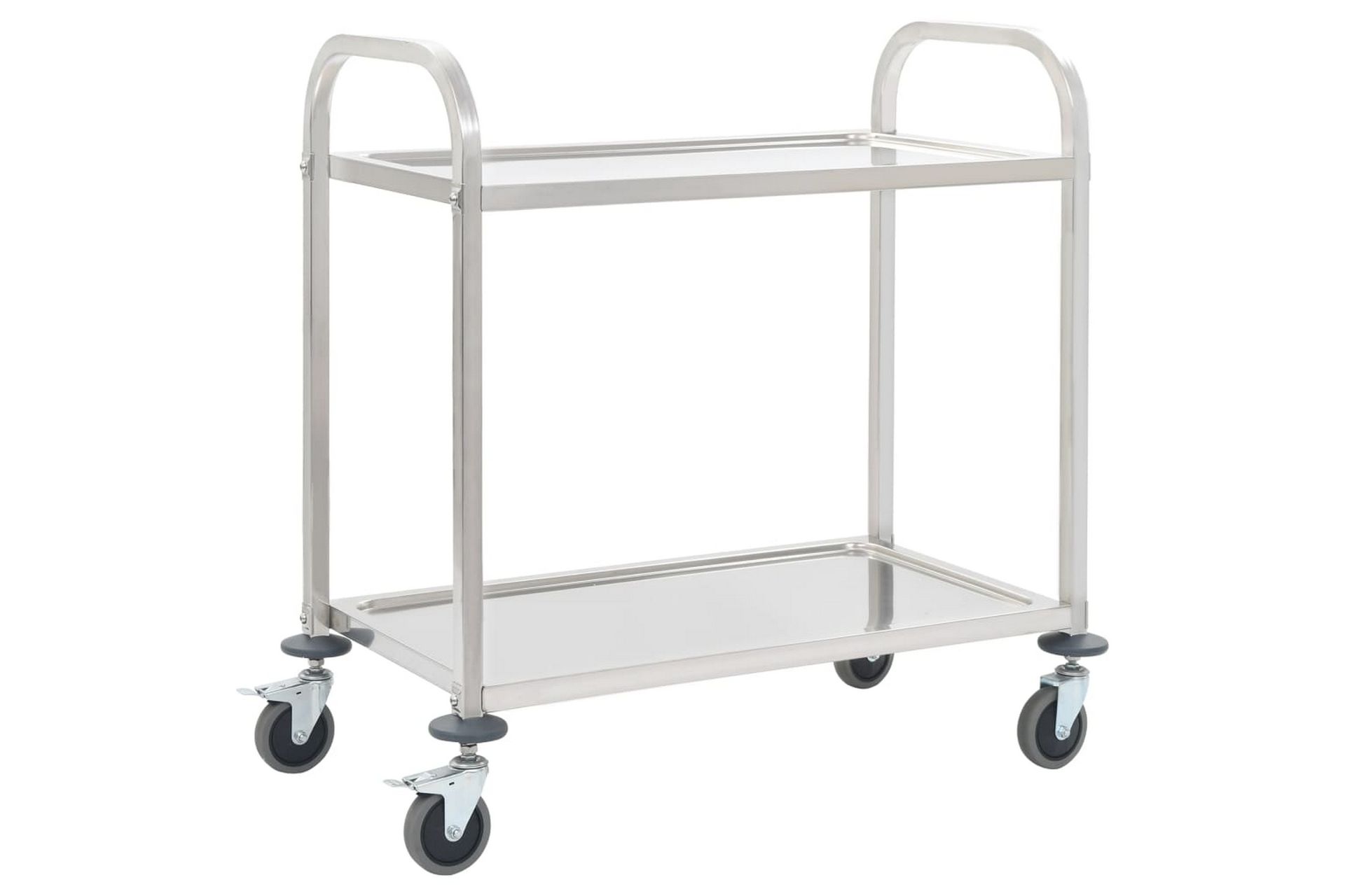 Kjøkkentralle 2 etasjer 107x55x90 cm rustfritt stål - Møbler - Bord - Serveringsvogn - Kjøkkenvogn & kjøkkentralle