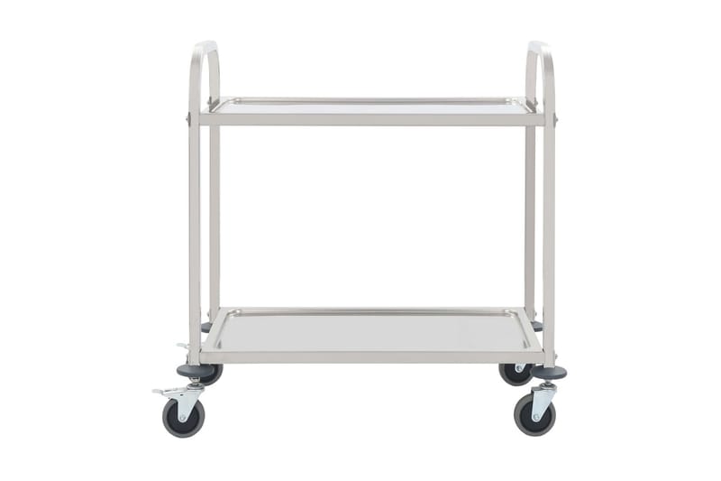 Kjøkkentralle 2 etasjer 107x55x90 cm rustfritt stål - Møbler - Bord - Serveringsvogn - Kjøkkenvogn & kjøkkentralle
