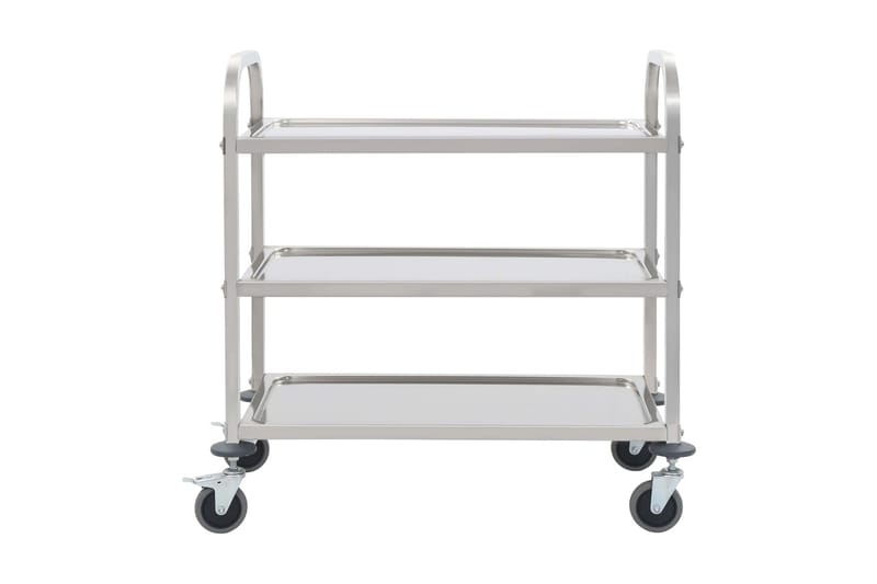 Kjøkkentralle 3 etasjer 107x55x90 cm rustfritt stål - Møbler - Bord - Serveringsvogn - Kjøkkenvogn & kjøkkentralle