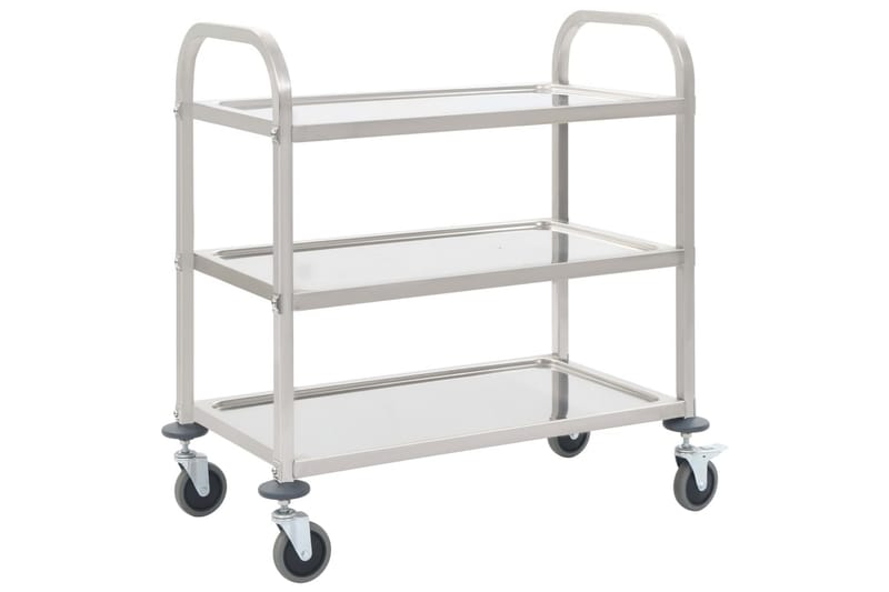 Kjøkkentralle 3 etasjer 107x55x90 cm rustfritt stål - Møbler - Bord - Serveringsvogn - Kjøkkenvogn & kjøkkentralle