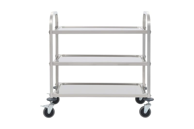 Kjøkkentralle 3 etasjer 87x45x83,5 cm rustfritt stål - Møbler - Bord - Serveringsvogn - Kjøkkenvogn & kjøkkentralle