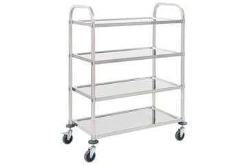 Kjøkkentralle 4 etasjer 107x55x125 cm rustfritt stål - Møbler - Bord - Serveringsvogn - Kjøkkenvogn & kjøkkentralle