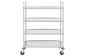 Kjøkkentralle 4 etasjer 107x55x125 cm rustfritt stål - Møbler - Bord - Serveringsvogn - Kjøkkenvogn & kjøkkentralle