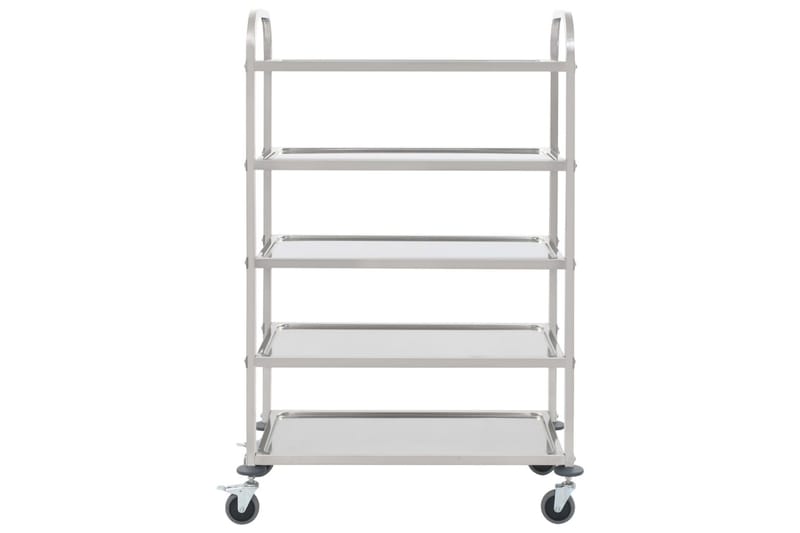 Kjøkkentralle 5 etasjer 107x55x147 cm rustfritt stål - Møbler - Bord - Serveringsvogn - Kjøkkenvogn & kjøkkentralle