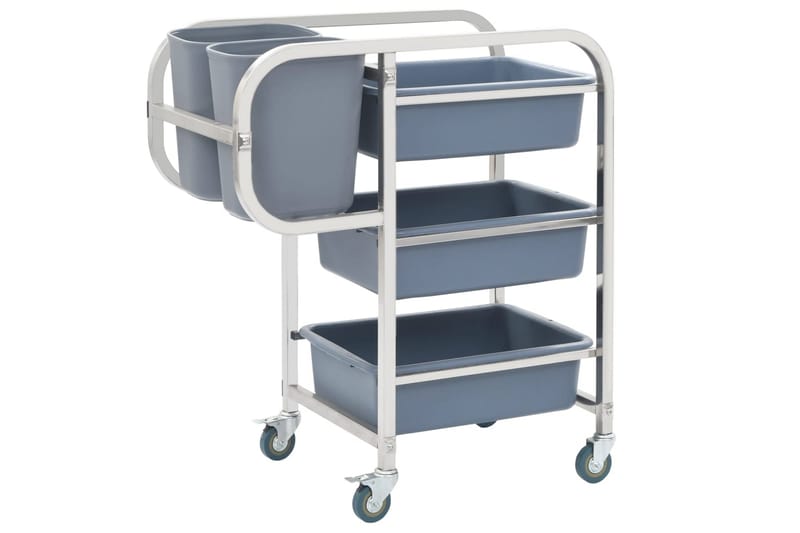 Kjøkkenvogn med plastbeholdere 87x43,5x92 cm - Møbler - Bord - Serveringsvogn - Kjøkkenvogn & kjøkkentralle