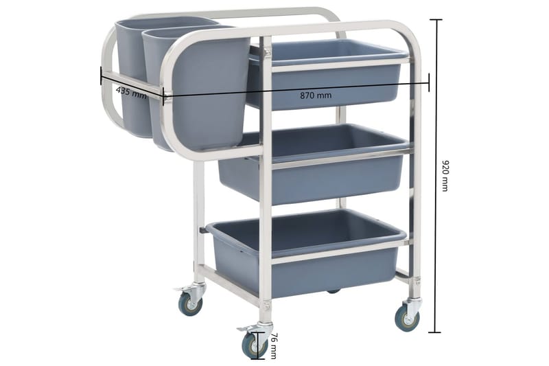 Kjøkkenvogn med plastbeholdere 87x43,5x92 cm - Møbler - Bord - Serveringsvogn - Kjøkkenvogn & kjøkkentralle