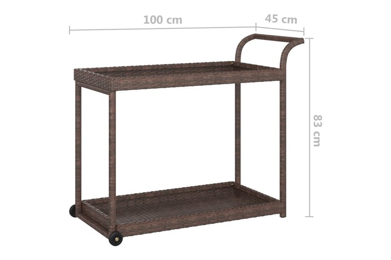 Serveringsvogn brun 100x45x83 cm polyrotting - Brun - Møbler - Bord - Serveringsvogn - Kjøkkenvogn & kjøkkentralle