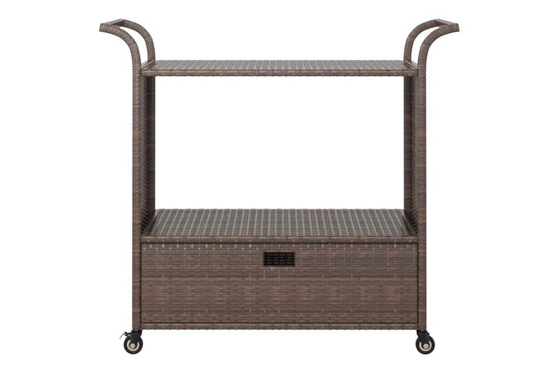 Serveringsvogn med skuff brun 100x45x97 cm polyrotting - Brun - Møbler - Bord - Serveringsvogn - Kjøkkenvogn & kjøkkentralle